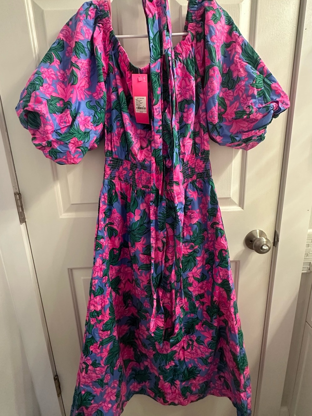 Lilly Pulitzer Pink & Blue Floral Puff-Sleeve Dress